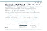 MANAGEMENT SYSTEM CERTIFICATE...OHSAS 18001:2007 Questa certificazione è valida per il seguente campo applicativo: Progettazione e produzione di cuscinetti volventi di grande diametro