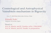 Cosmological and Astrophysical Vainshtein mechanism in Bigravity · 2015-08-24 · Cosmological Vainshtein mechanism The result is a generalization of the Vainshtein mechanism Conventional