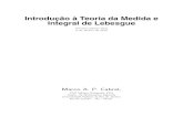 Introduc¸ao˜ a Teoria da Medida e` Integral de Lebesguemcabral/livros/livro-medida/medida-V201… · Integral de Lebesgue Primeira Edi˘c~ao V0.8 5 de Janeiro de 2010 Marco A. P.