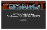 Didaskalia Volume 13 Entire · DIDASKALIA 13 (2016–2017) ii DIDASKALIA VOLUME 13 (2016–2017) TABLE OF CONTENTS 13.01 Review - Apollonius’ Argonautika at Gustavus Adolphus College