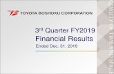 3rd Quarter FY2019 - toyota-boshoku.com€¦ · 1-4) 3rd Quarter FY2019 Financial Results Net Sales & Operating Income by Region. 6 1-5) 3rd Quarter FY2019 Financial Results Operating