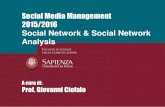 Social Network & Social Network Analysis...Social Media • Un gruppo di applicazioni basate sul web e costruite sui paradigmi (tecnologici ed ideologici) del web 2.0 che permettono