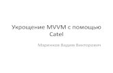 Укрощение MVVM с помощью Catel · 2019-05-21 · •mvvm может очень полезный. •Использование паттерна не снимает