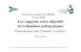 Deuxième journée de l’IFRES 9 mai 2008 Les rapports entre …leclercq/media/ROEIFRES2008.pdf · 2008-06-09 · D. Leclercq (2008). Rapports entre objectifs et évaluations pédagogiques.