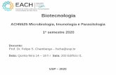 Biotecnologia - Universidade de São Paulo...Biotecnologia ACH5525 Microbiologia, Imunologia e Parasitologia 1o semestre 2020 Vírus, Bactérias, Fungos, Parasitas. Resposta imune