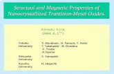 Structual and Magnetic Properties of …Structual and Magnetic Properties of Nanocrystallized Trantition-Metal Oxides. Hiroshi Kira (2004.8.1～) Tohoku Y. Murakami, H. Tamura, Y.
