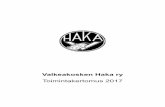 Toimintakertomus 2017 - Valkeakosken Haka ryBin/335157/HAKA_TOKE_2017.pdf · Kauden 2016–2017 hiihdoista palkittiin: paras naishiihtäjä Maaret Pajunoja, paras mieshiihtäjä Vesa