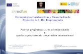 Herramientas Colaborativas y Financiación de Proyectos de I+D+i ... · Nuevos programas CDTI de financiación y ayudas a proyectos de cooperación internacional Herramientas Colaborativas