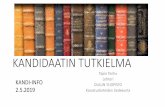 KANDIDAATIN TUTKIELMA - University of Oulu · 2019-05-06 · •Itsesäätöinen oppiminen teknologia-avusteisissa oppimisympäristöissä, motivaatio ja emootiot sekä niiden vaikutus