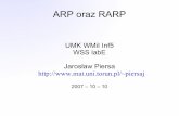 ARP oraz RARP - Toruń › ~piersaj › www › contents › wss › arp.pdfARP – Address Resolution Protocol ARP jest protokołem sieciowym służącym do poszukiwania adresu sprzętowego