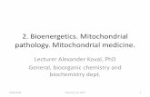 2. Bioenergetics. Mitochondrial pathology. Mitochondrial ...€¦ · 02/11/2019  · Bioenergetics. Mitochondrial pathology. Mitochondrial medicine. Lecturer Alexander Koval, PhD