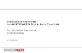 Blockchain erproben im AUSTRIAPRO Blockchain Test Lab · 2018-12-13 · –Multichain Umgebung (Konsortium Chains) –„Neu“ Technologien: z.B. IOTA … –Frameworks: z.B. Hyperledger