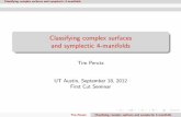 Classifying complex surfaces and symplectic 4-manifoldsmedia.ma.utexas.edu/media/First_Cut/Tim_Peruz/Lecture_Notes.pdf · First Cut Seminar Tim Perutz Classifying complex surfaces