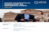 Máster Universitario en Dirección de Empresas (MBA) Online Leaflet … · 2018-03-27 · El MBA, como título o˜ cial de postgrado, también posibilita el acceso al programa de