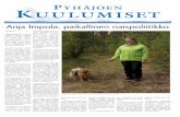 LAUANTAI 23.9.2017 – VIIKKO 38 PYHÄJOEN …kuulumiset.pyhajoki.fi/arkisto/pdf/2017/...Harjoittelu tämän syksyn ma-ratoniin alkoi jo viime syksynä. Sarpola kertoo, että on hyvä