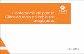 Presentación de PowerPoint - AMIS...Conferencia de prensa Cifras de robo de vehículos asegurados Julio 2015 2 Robo de vehículos asegurados con cifras anualizadas en cada mes. Julio