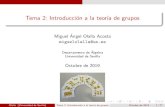 Miguel Angel Olalla Acosta€¦ · Introducci on Ejemplos Ejemplo (2.1.2) Algunos grupos bien conocidos 1 Z, Q, R y C son grupos con la suma. 2 Q = Qnf0g, R = Rnf0gy C = Cnf0gson