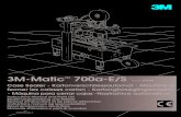 3M-Matic 700a-E/S · Instruktions manual og reservedelsliste for 3M-Matic 700a-E/S kartonlukningsmaskine. Denne publikation ejes af 3M Masking and Pakaging System Division. 3M Center