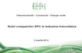 Telecomunicatii Constructii Energie verde · Telecomunicatii –Servicii pentru operatorii si producatorii de echipamente telecom Fotovoltaic: Contractor EPC constructie turn key