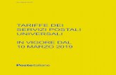TARIFFE DEI SERVIZI POSTALI UNIVERSALI · 1 tariffe dei servizi postali universali in vigore dal 10 marzo 2019 ed. aprile 2019