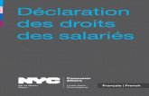 Déclaration des droits des salariés - New York...Déclaration des droits des salariés Les salariés de New York disposent de droits, et ce, indépendamment de leur statut d’immigrant.