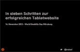 In sieben Schritten zur erfolgreichen Tabletwebsite · In sieben Schritten zur erfolgreichen Tabletwebsite 14. November 2013 - World Usability Day Würzburg • @nuisol