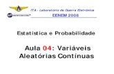 Aula 04: Variáveis Aleatórias Contínuashelcio/VACon.pdf · Estatística e Probabilidade Aula 04: Variáveis Aleatórias Contínuas ITA - Laboratório de Guerra Eletrônica EENEM
