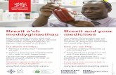 Brexit a’ch Brexit and your meddyginaethau medicines · The Welsh Government has put plans in place to make sure you continue to receive the medicines you need after Brexit. Mae