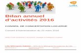 Bilan annuel d’activités 2016 CCL 2016.pdf · Pg. 01 Bilan annuel. Ce document constitue le rapport annuel d’activités du Conseil de Conce rtation Locative de l’année 2016