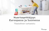 Nuorisoyrittäjyys Euroopassa ja Suomessa...26,3 36,3 41,9 Matkailu, ravitsemis, talous Sosiaali-, terveys- ja liikunta Humanistinen ja kasvatus Luonnontieteet Tekniikka- ja liikenne