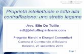 Proprietà intellettuale e lotta alla contraffazione: uno ...€¦ · Progetto Marchi e Disegni Comunitari Camera di Commercio di Bolzano Bolzano, 24 settembre 2015 . Contraffazione