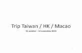 Taiwan HK 2013 - Trips'n'Pics€¦ · Tel : +886-04-2558-6088 Coordonnées : (N)24.3217, (E)120.698243 Horaires d’ouverture 9h00 –17h30 19. Shitoushan-鄉獅山(Lion Head Mountain)