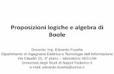 Proposizioni logiche e algebra di Boolewpage.unina.it/edoardo.fusella/ei/downloads/02_boole.pdf · Algebre di Boole 19 La definizione di Algebra di Boole non specifica quale sia K