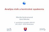 Analýza rizík a kontrolné opatreniaAnalýza rizík a kontrolné opatrenia Monika Karácsonyová Karol Munka 2. workshop k projektu SK0135 30.3.2011 VÚVH Bratislava