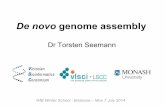 De novo genome assembly - Bioinformaticsbioinformatics.org.au/ws14/wp-content/uploads/ws14/... · • If we have N reads of length L – we have to do ½N(N-1) ~ O(N²) comparisons