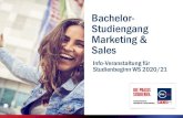Bachelor- Studiengang Marketing & Sales · 10 Bachelor-Studiengänge 8 Master-Studiengänge Studiengänge komplett in englischer Sprache: Bachelor Corporate Communication Master Executive