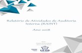Relatório de Atividades de Auditoria Interna (RAINT) Ano 2018 · Relatório Anual de Atividades de Auditoria Interna (RAINT) 2017 O relatório foi construído nos moldes exigidos