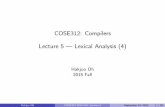 Lecture 5 Lexical Analysis (4)prl.korea.ac.kr/~pronto/home/courses/cose312/2015/slides/... · 2020-01-30 · COSE312: Compilers Lecture 5 | Lexical Analysis (4) Hakjoo Oh 2015 Fall