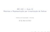 Aula 10 Matrizes e Representação por Linearização …geraldoms/mc102/slides/mc102-aula...(Instituto de Computa˘c~ao { Unicamp) MC-102 | Aula 10 10 de Abril de 2012 12 / 22 Inicializa˘c~ao