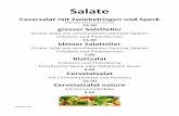Salate · 2020-05-11 · Salate Cesarsalat mit Zwiebelringen und Speck (Blattsalat mit Käse und Crôutons) 19.50 grosser Salatteller Grüner Salat mit verschiedenen Gemüse‐Salaten