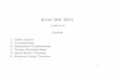 Econ 204 2011 - University of California, Berkeleycshannon/e204_11/lec6sl.pdf · 2011-07-23 · Econ 204 2011 Lecture 6 Outline 1. Open Covers 2. Compactness 3. Sequential Compactness