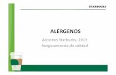 Acciones Starbucks, 2013 Aseguramiento de calidad · 2013-08-07 · Acciones Starbucks, 2013 Aseguramiento de calidad. QUÉ ES UN ALÉRGENO • Ciertas proteínas que pueden causar