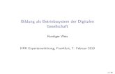 Bildung als Betriebssystem der Digitalen Gesellschaft · Gesellschaft Ruediger Weis HRK Expertenanhörung, Frankfurt, 7. Februar 2019 1/25. Bildung und Digitalisierung hochschulforum