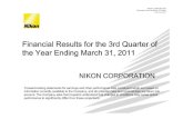 Financial Results for the 3rd Quarter of the Year …...Summary for the 3rdQuarter of the Year Ending March 31, 2011 Both 3rd quarter and year-to-date results posted increased sales