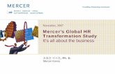 Mercer’s Global HR Transformation Study It’s all about the business · 2007-11-27 · HR priorities are evolving – it’s all about talent now 전략역할증대- Human capital