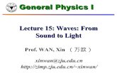 Lecture 15: Waves: From Sound to Lightzimp.zju.edu.cn/~xinwan/courses/physI15/handouts/lecture15.pdf · Outline Sound frequency and sound level Speed of sound waves The Doppler effect