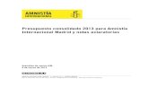 Presupuesto consolidado 2013 para Amnistía Internacional … · 2015. 2. 5. · Presupuesto consolidado 2013 para Amnistía Internacional Madrid y notas aclaratorias Asamblea de