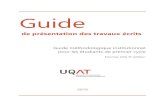 Guide - UQAT...M. André Gagnon 1999 Guide de présentation des travaux écrits, UER en sciences de l’éducation M. André Bellavance, M. Jean-François Cardin et M. Paul-André