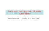 Le boson de Higgs du Modèle Standard...Le boson de Higgs du Modèle Standard Masse entre 115 GeV et ~ 250 GeV Couplages du Higgs • Couplages proportionnels à la masse • H f fbar