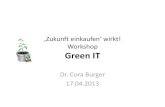 Workshop Green IT - Zukunft Einkaufen II/Publikationen...Begriffsdefinition Green IT 2. Durch den Einsatz von IT-Produkten Ressourcen schonen, z. B. Telekonferenz statt Dienstreise.